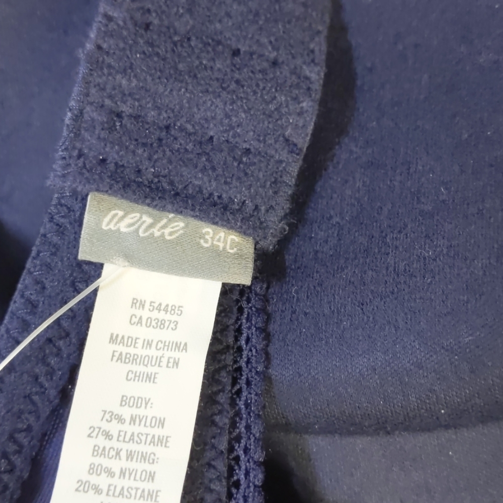 Aerie navy blue wireless bra w lace straps-sz 34C - Picture 7 of 7
